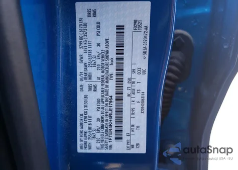 2024 Ford Ranger Lariat из США, поврежденный, VIN 1FTER4KH6RLE17964